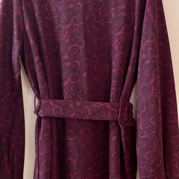 NWOT Burgundy Red Paisley Long Sleeve Dress by Icone Par Simons Size Large - Picture 3 of 8